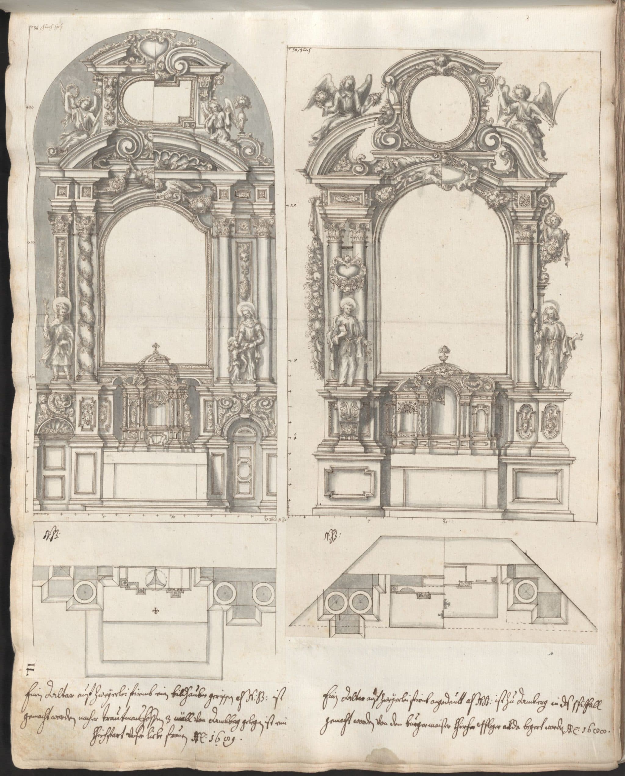 Altarentwürfe für die Marienwallfahrtskirche in Trautmannshofen/Opf. und das Spital in Amberg/Opf. (11r )